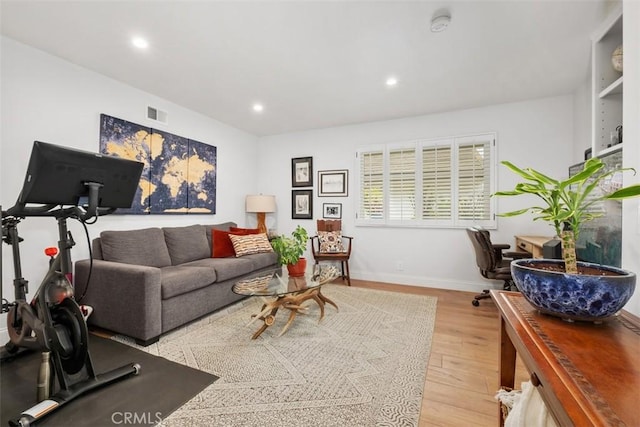 living room featuring light hardwood / wood-style floors