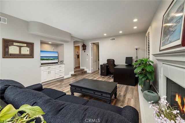 living room with hardwood / wood-style floors