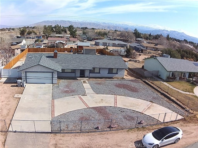 bird's eye view with a mountain view