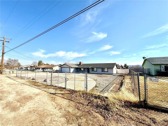 view of yard with a garage