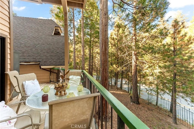 wooden balcony with a deck