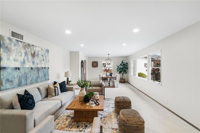 living room featuring carpet floors