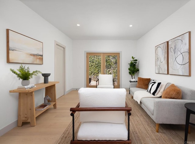 living room featuring light wood-type flooring