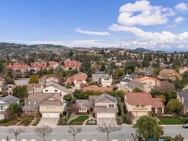 bird's eye view with a mountain view