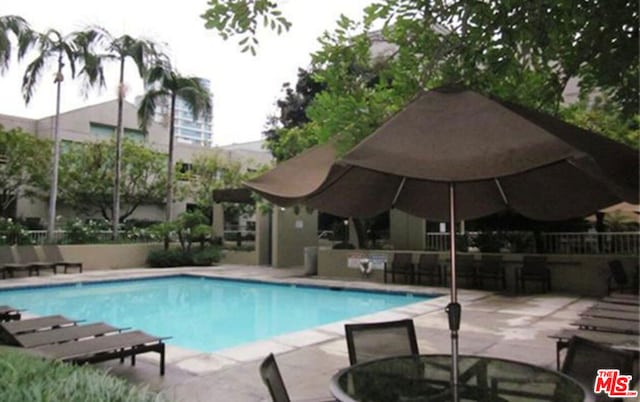 view of swimming pool featuring a patio