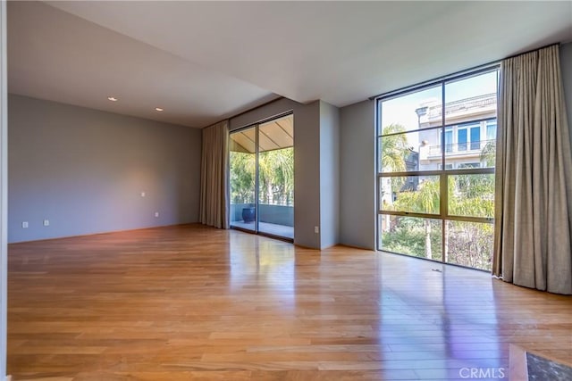 empty room featuring light hardwood / wood-style flooring and expansive windows