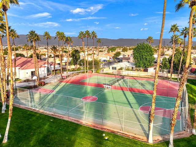 view of sport court featuring a mountain view