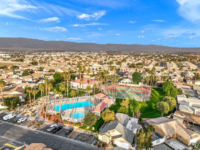 drone / aerial view featuring a mountain view