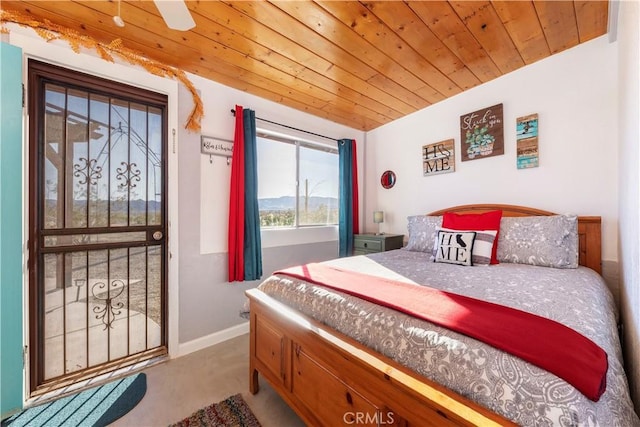 bedroom with wooden ceiling