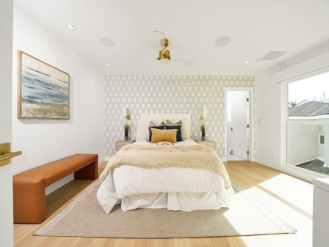 bedroom featuring light hardwood / wood-style flooring