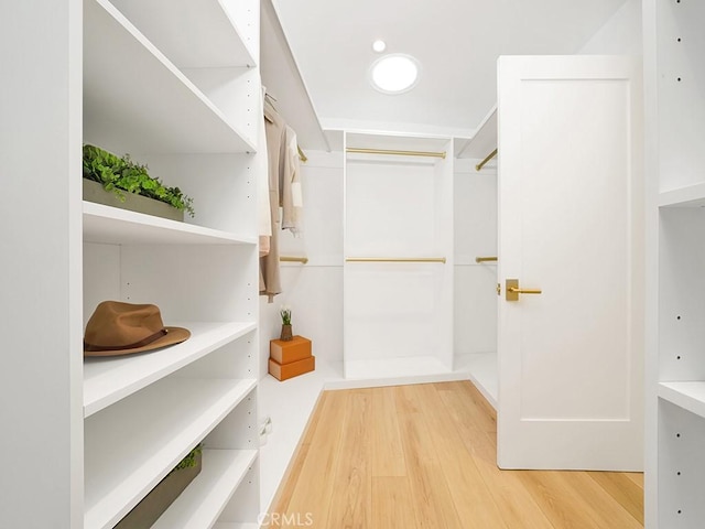 walk in closet featuring hardwood / wood-style floors