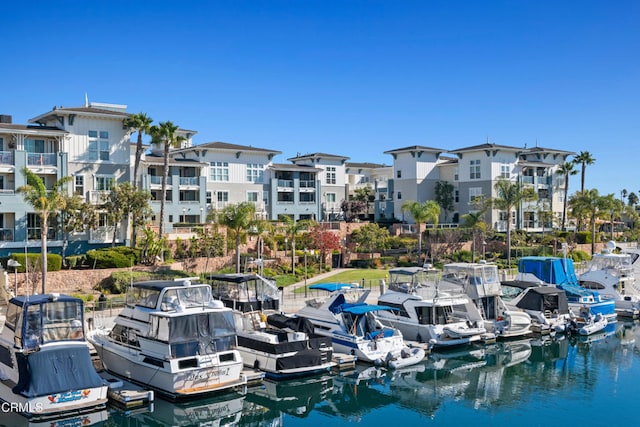 view of dock featuring a water view