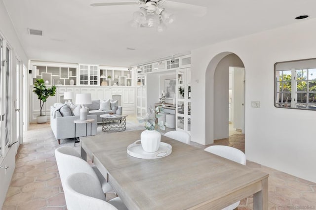 dining area featuring ceiling fan