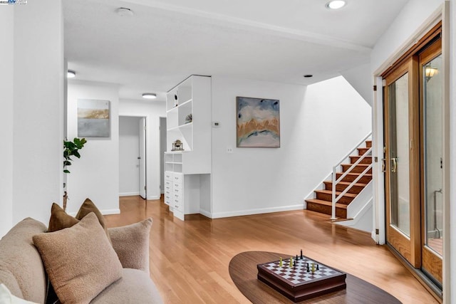 living room featuring light hardwood / wood-style flooring