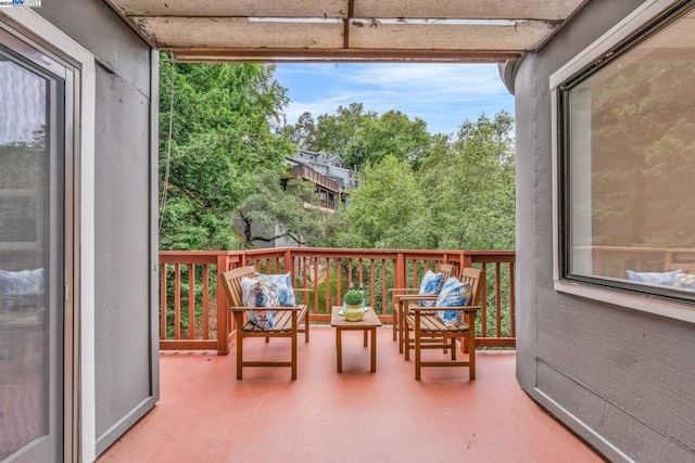 wooden balcony featuring a wooden deck