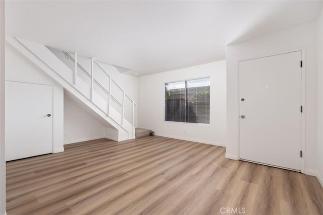 unfurnished living room with light hardwood / wood-style floors