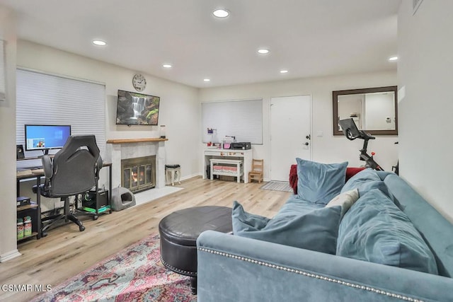 living room with hardwood / wood-style flooring