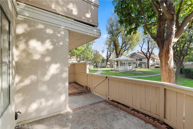 view of patio / terrace featuring a gazebo