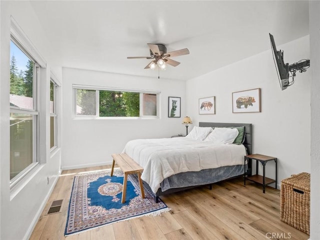 1153 Silvertip Ln, Fish Camp, CA 93623 - bedroom featuring light hardwood / wood-style floors and ceiling fan