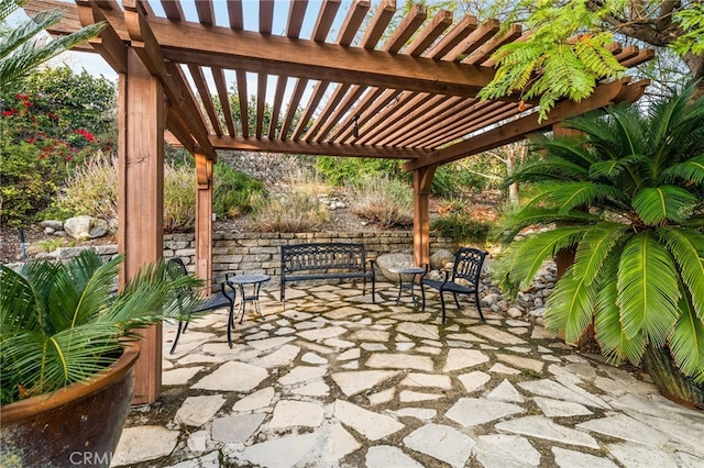 view of patio / terrace featuring a pergola