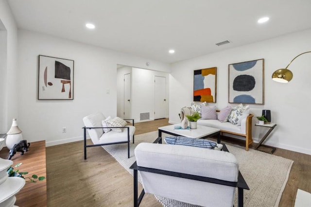 living room featuring wood-type flooring