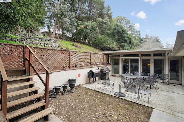 view of patio with area for grilling