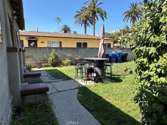 view of yard with a patio