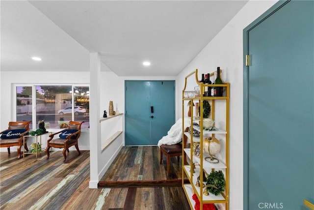 foyer entrance featuring dark hardwood / wood-style flooring