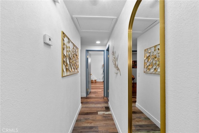 corridor featuring dark hardwood / wood-style floors