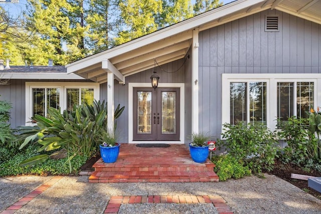 doorway to property with french doors