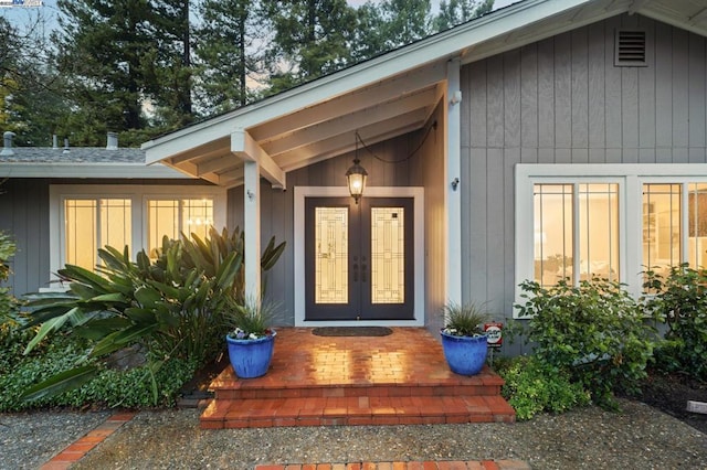 doorway to property with french doors