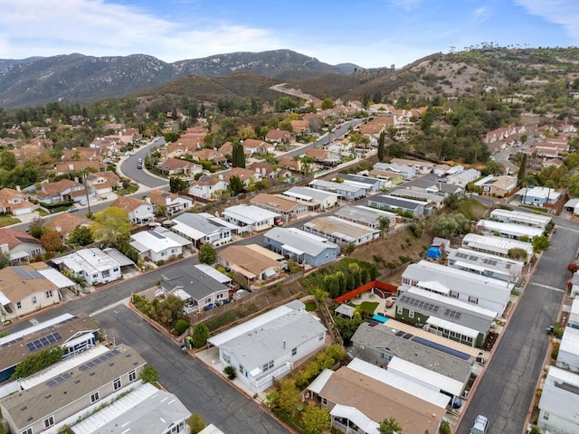 drone / aerial view with a mountain view