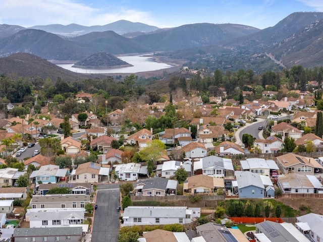 aerial view with a water and mountain view