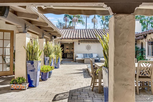 view of patio featuring an outdoor living space