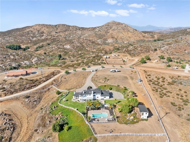 drone / aerial view with a mountain view