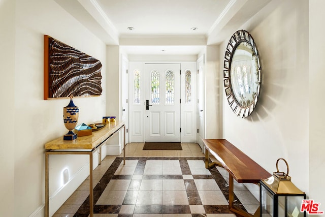 entryway with ornamental molding