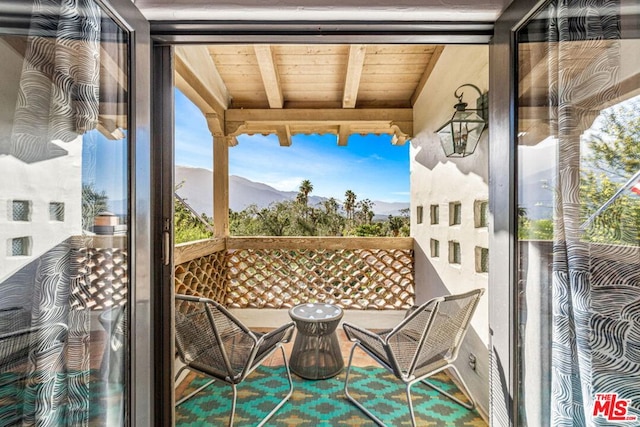 balcony with a mountain view