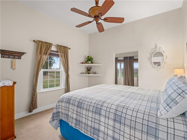 bedroom with carpet and ceiling fan