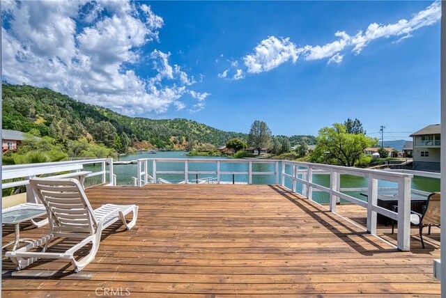 view of swimming pool with a deck with water view