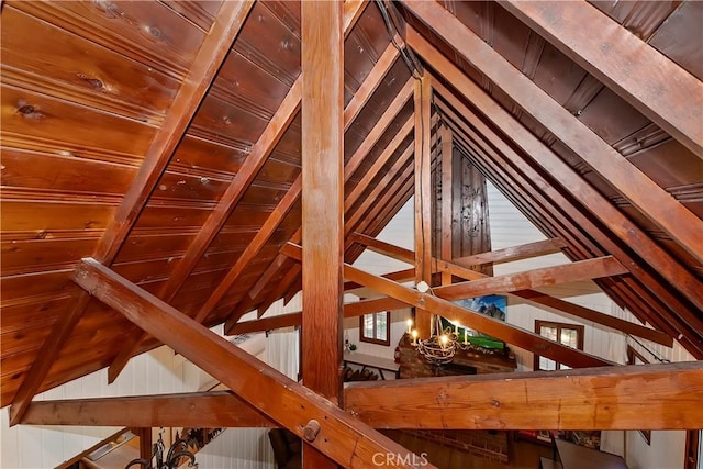 view of unfinished attic