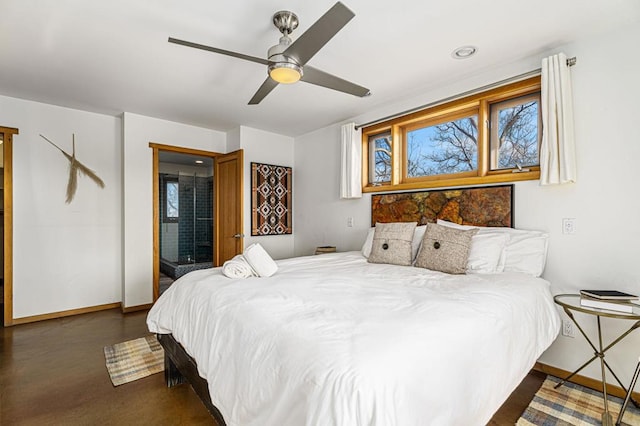 bedroom featuring ceiling fan