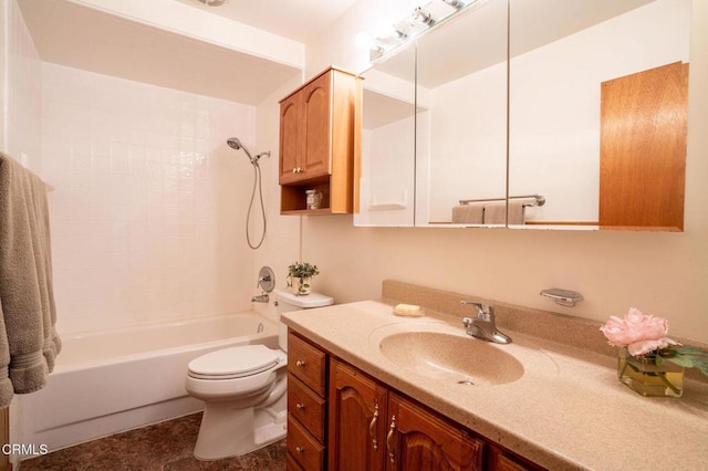 full bathroom with vanity, toilet, and shower / bathing tub combination