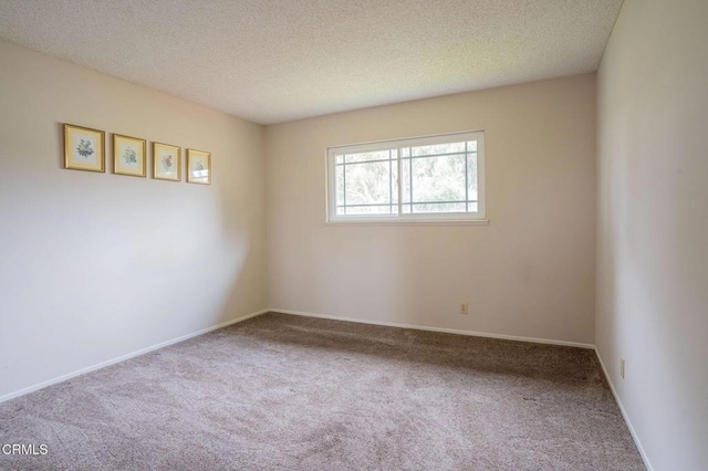 carpeted empty room with a textured ceiling