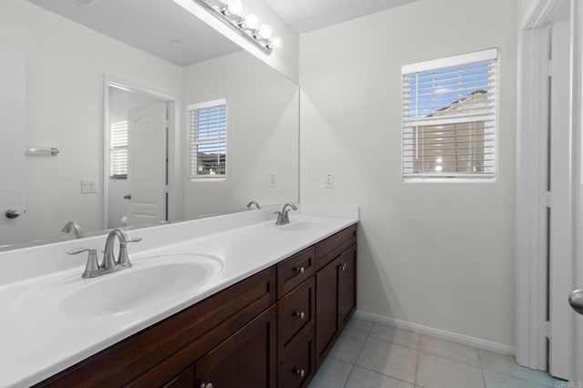 bathroom featuring vanity and tile patterned flooring