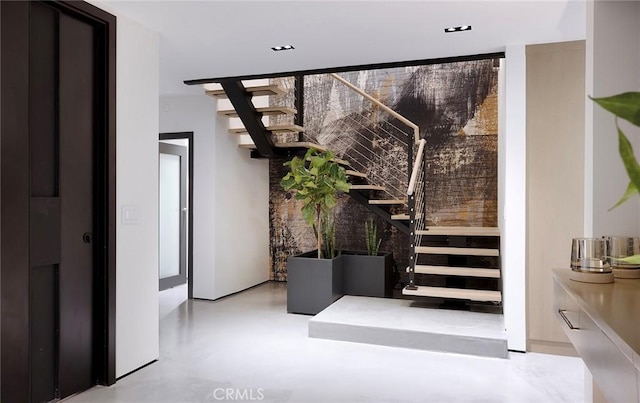 23241 Tasmania Cir, Dana Point, CA 92629 - staircase featuring concrete floors