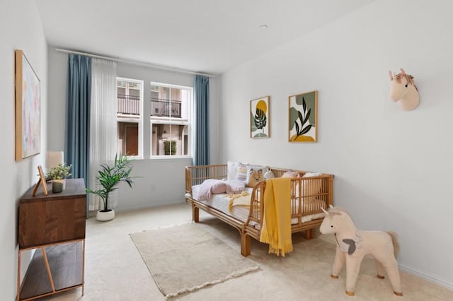 living area featuring carpet flooring