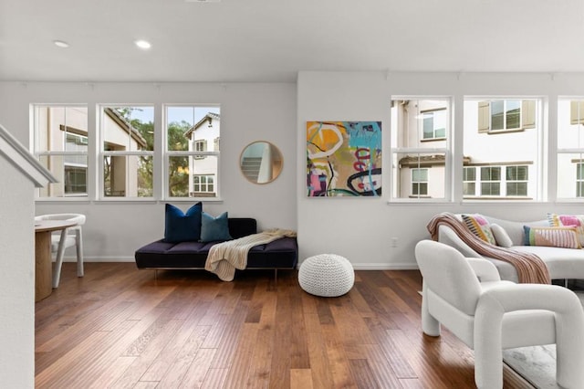 living room with wood-type flooring