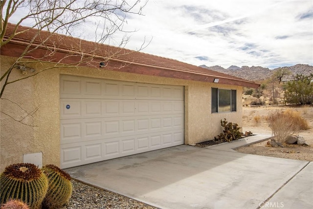 garage with a mountain view