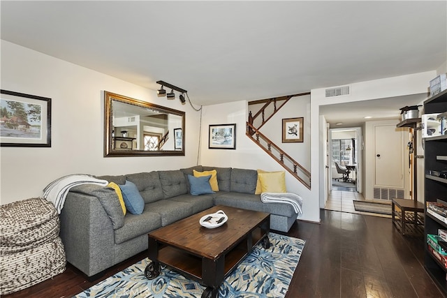 28050 State Highway 189 Unit 212, Lake Arrowhead, CA 92352 - living area with dark wood-type flooring and stairs
