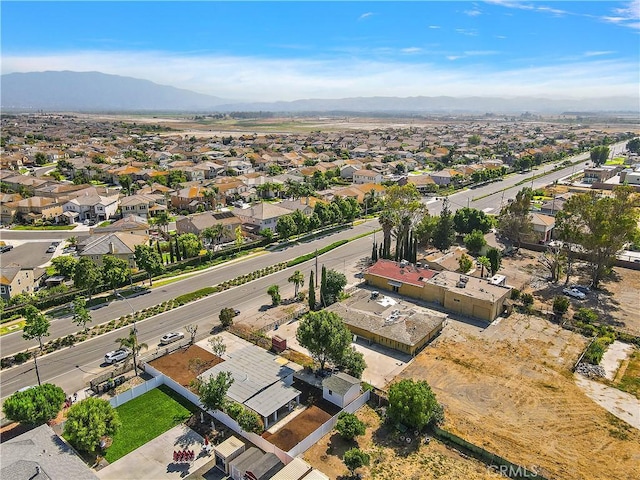 drone / aerial view with a mountain view